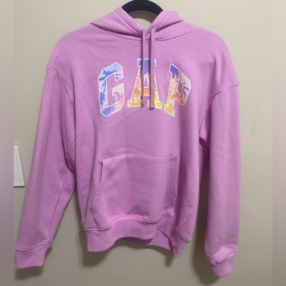 NWOT GAP Pink Hoodie with Tropical design